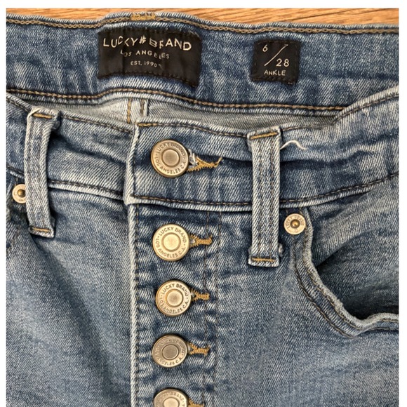 Lucky Brand Bridgette High Rise Skinny Ankle Jeans Blue Button Fly Size 6 28A - Picture 6 of 9
